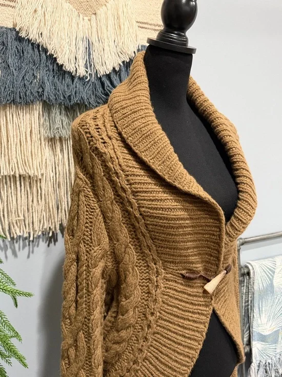 Ralph Lauren Hand Knit Wool Cashmere Angora Cardigan Toggle Brown Size Small - Picture 3 of 7